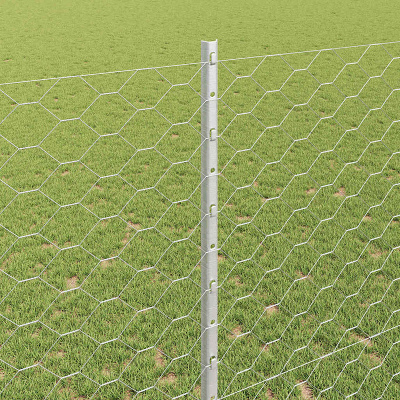 Gard hexagonal cu stâlp 10 x 1,4 m Oțel Galvanizat Argintiu
