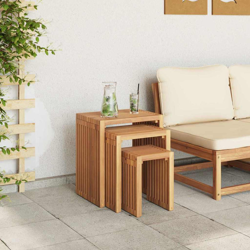 Masă laterală pentru grădină 3 buc. Maro 33 x 44,5 x 51 cm