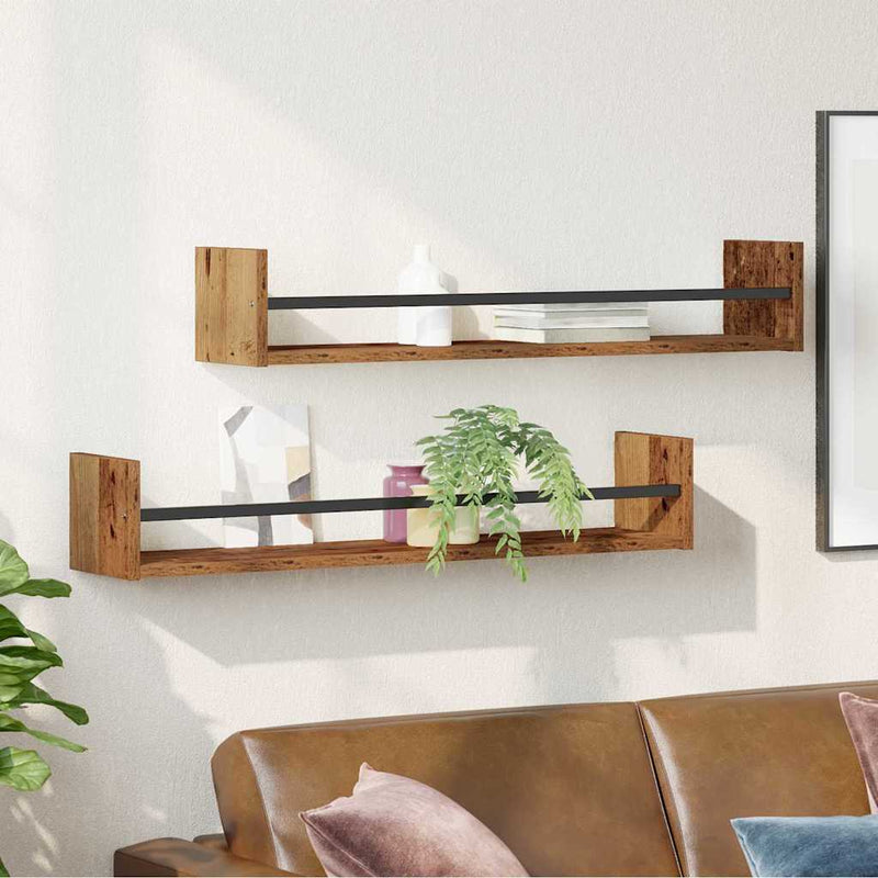 Raft de perete 2 buc. Lemn vechi 80 x 16 x 14 cm
