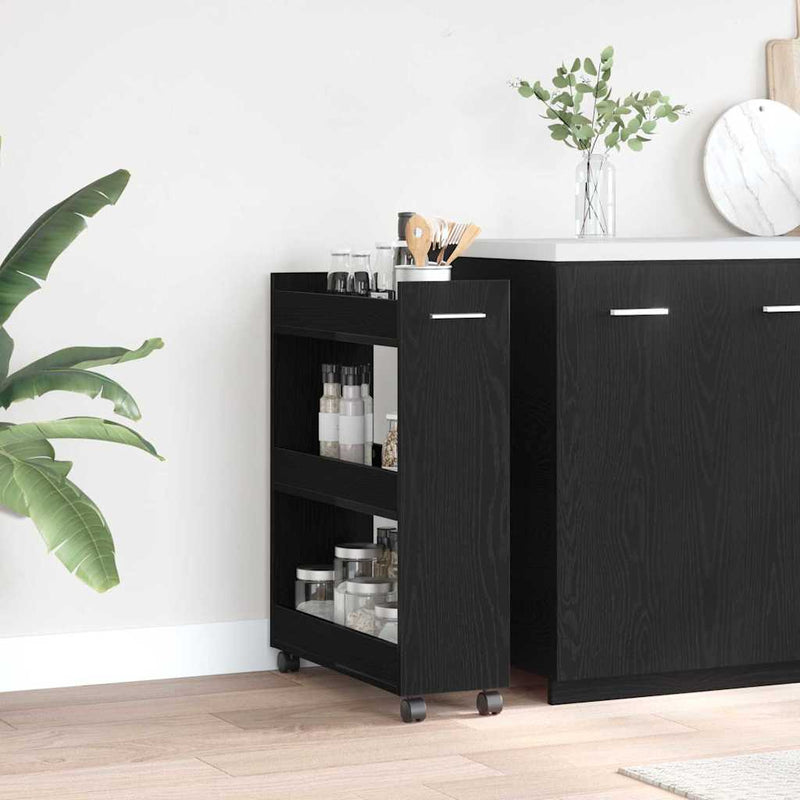 Dulap cu roata Stejar Negru 60 x 22 x 79 cm