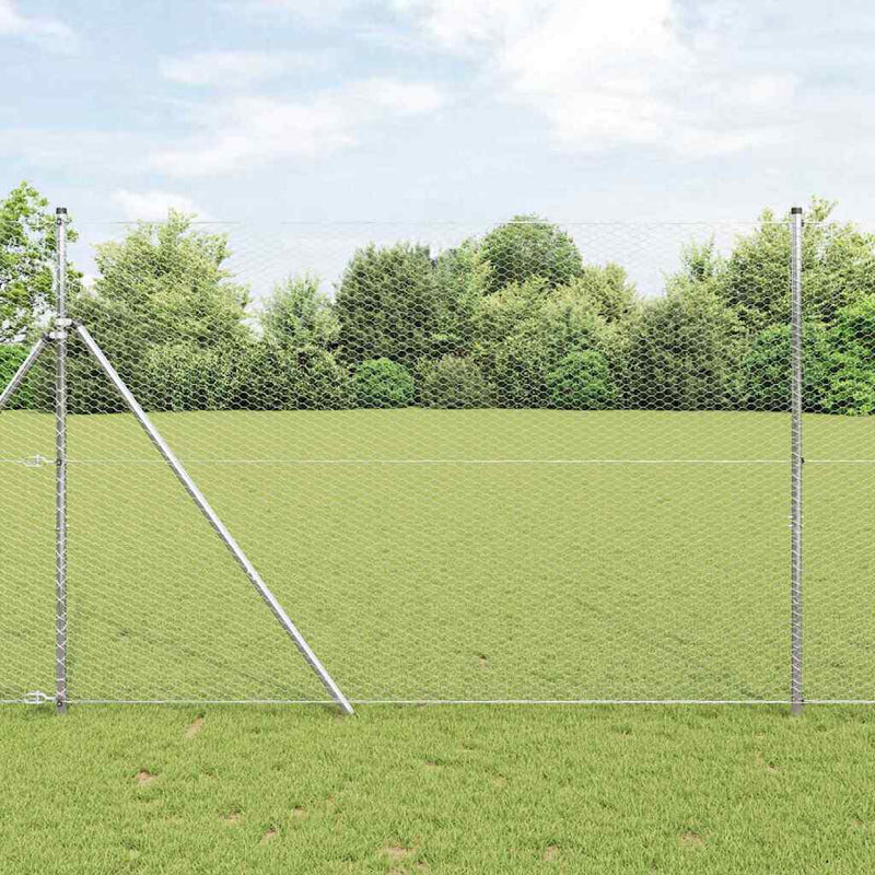 Gard hexagonal 1,5 x 10 m Oțel galvanizat Argintiu