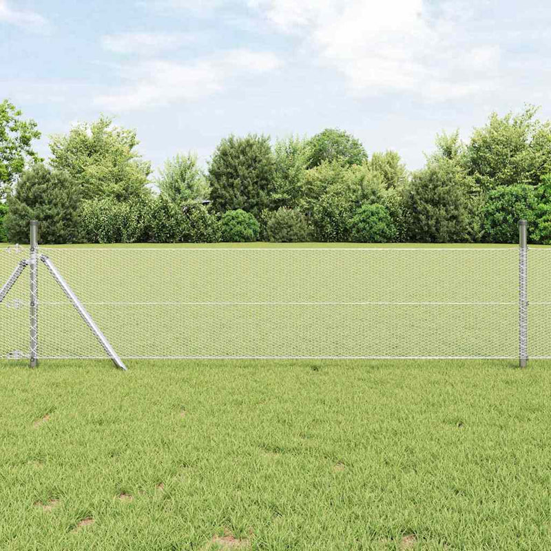 Gard hexagonal 0,6 x 25 m Oțel galvanizat Argintiu
