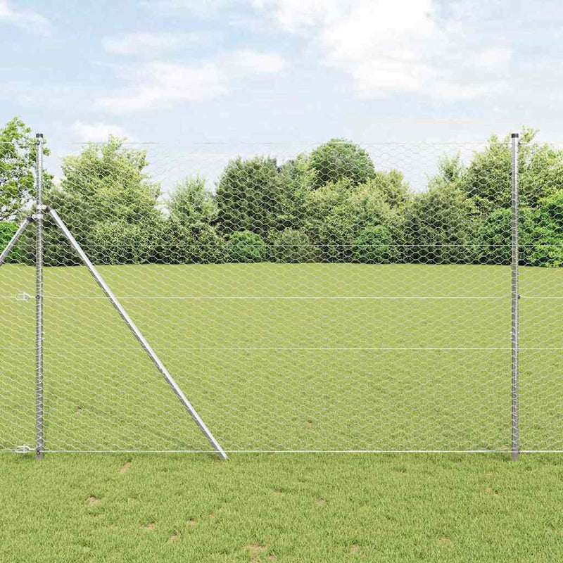 Gard hexagonal 1,5 x 100 m Oțel galvanizat Argintiu
