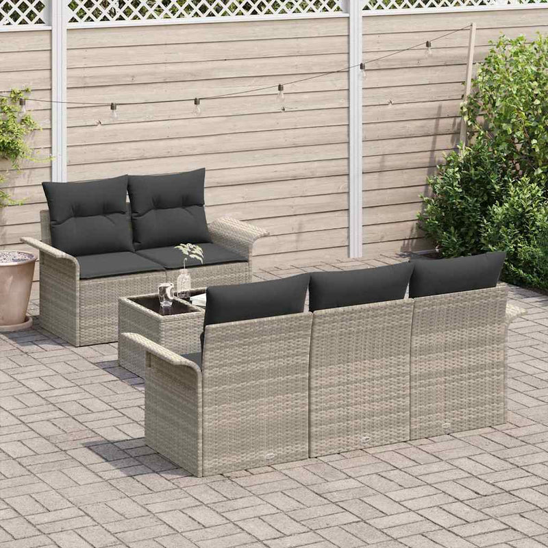 Set de canapea 6 buc. Gri deschis poliratan