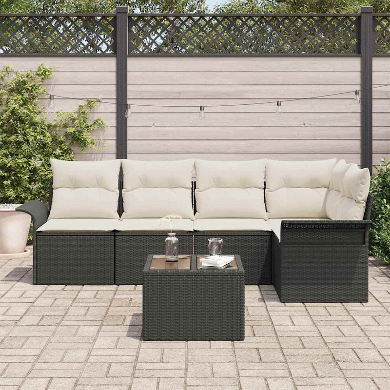 Set de canapele pentru grădină 6 buc. Negru poliratan