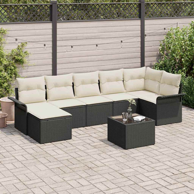 Set de canapele pentru grădină 8 buc. Negru poliratan
