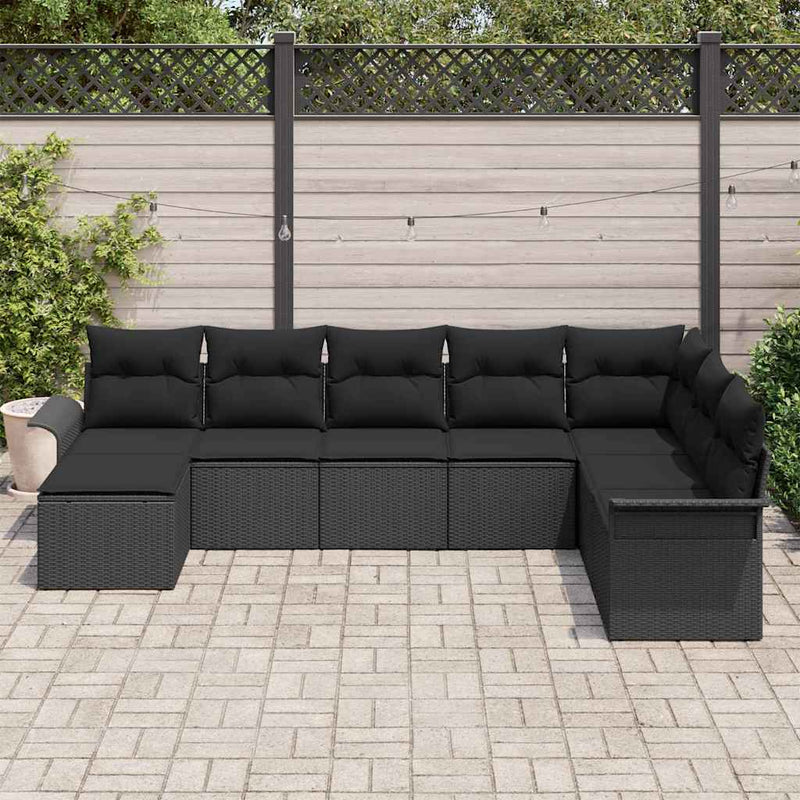 Set de canapele pentru grădină 8 buc. Negru poliratan