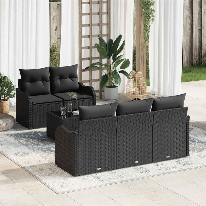 Set de canapele pentru grădină Negru poliratan