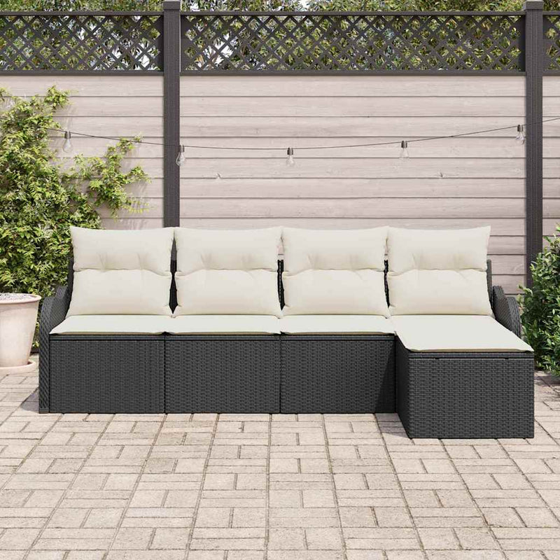 Set de canapele pentru grădină 5 buc. Negru poliratan