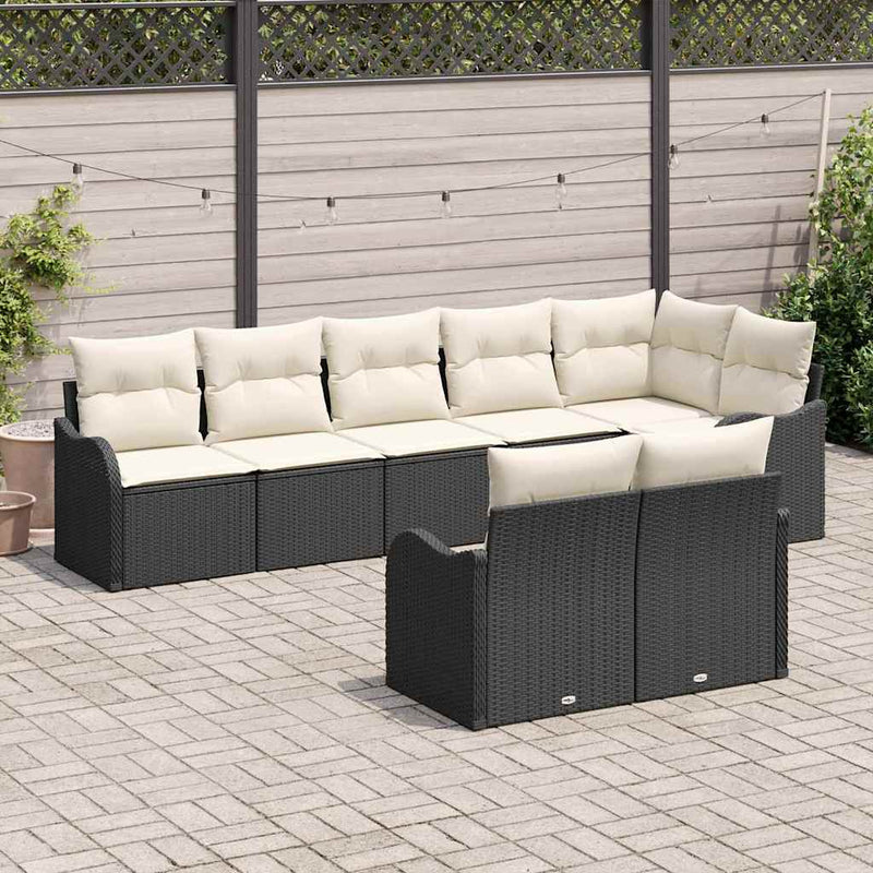 Set de canapele pentru grădină 8 buc. Negru poliratan