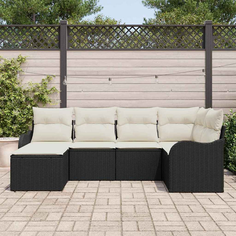 Set de canapele pentru grădină 6 buc. Negru poliratan