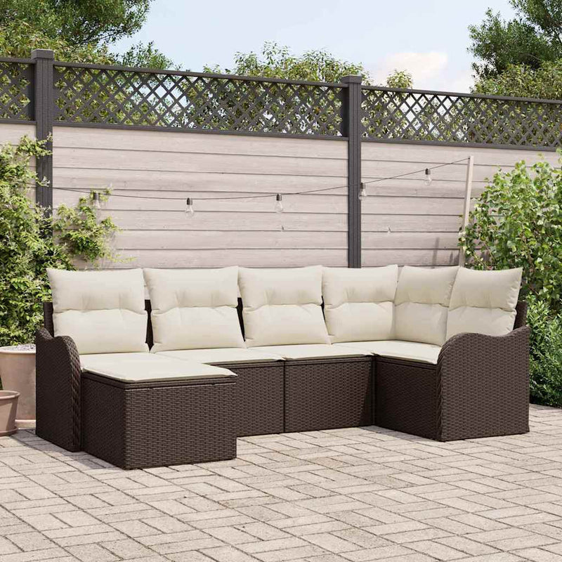 Set de canapele pentru grădină cu pernă 6 pcs Maro Rattan poli