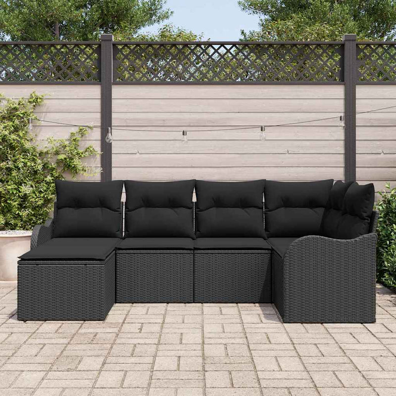 Set de canapele pentru grădină 6 buc. Negru poliratan