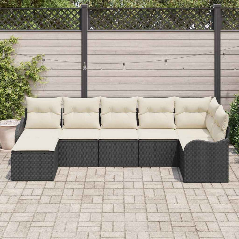 Set de canapele pentru grădină Negru poliratan