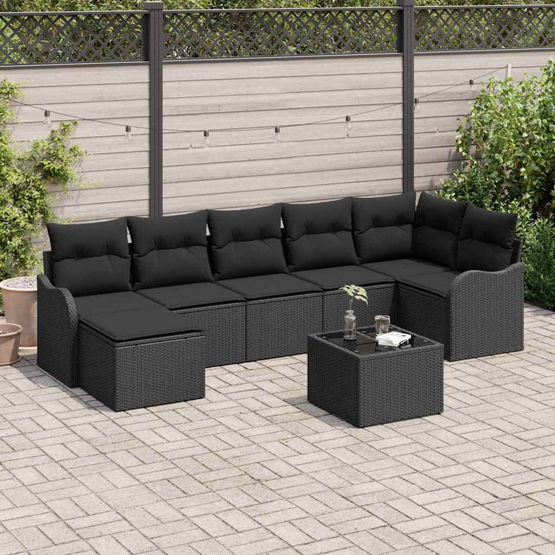 Set de canapele pentru grădină Negru poliratan