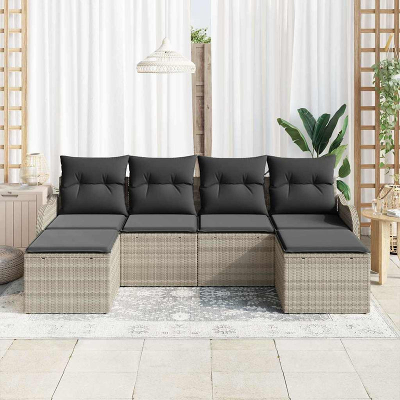 Set de canapele pentru grădină 6 buc. Gri deschis poliratan