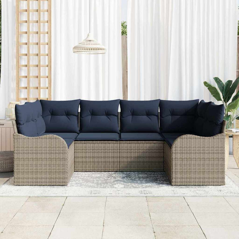 Set de canapea 6 buc. Gri [Sintetic]: Poli Rattan