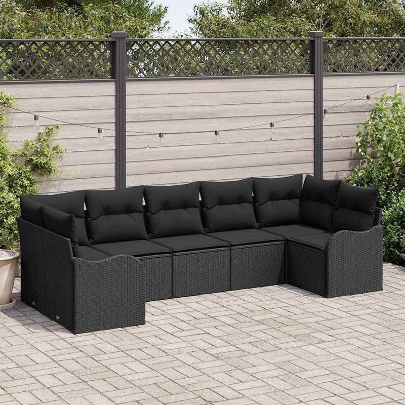 Set de canapele pentru grădină Negru poliratan