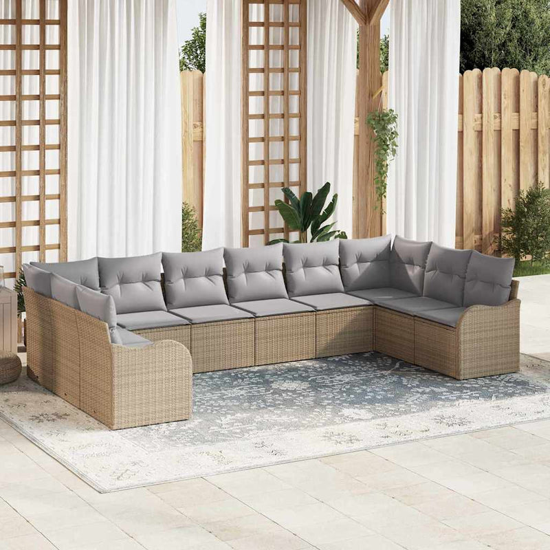 Set de canapele pentru grădină Bej 344 x 177,5 x 85 cm