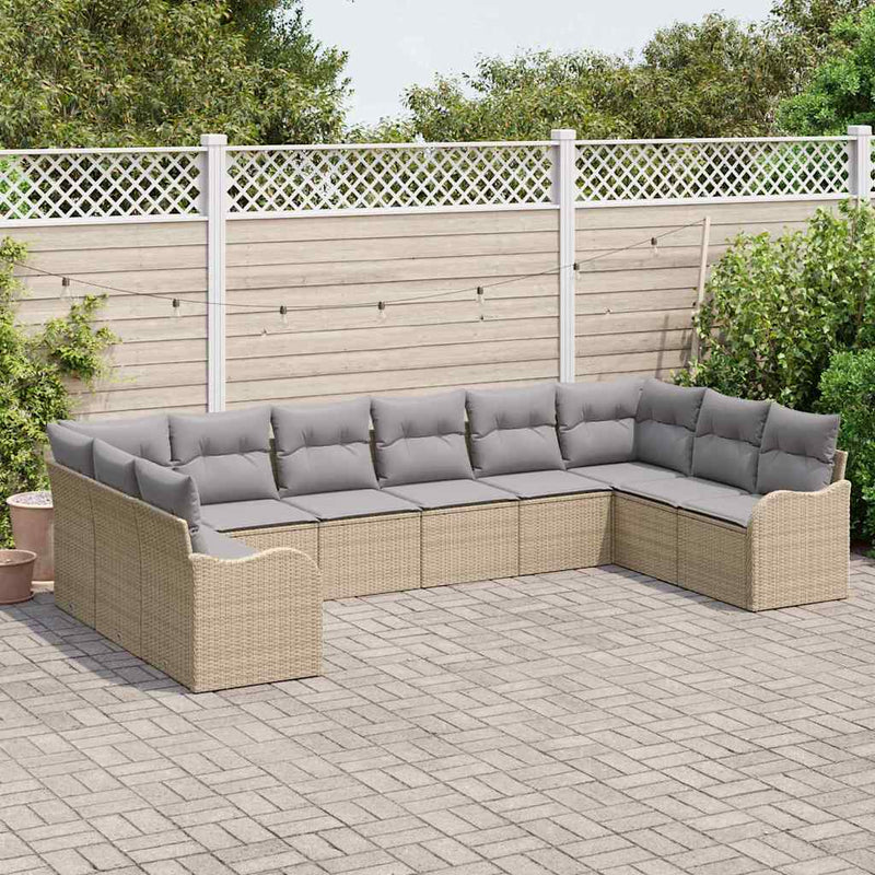 Set de canapele pentru grădină Bej 344 x 177,5 x 85 cm