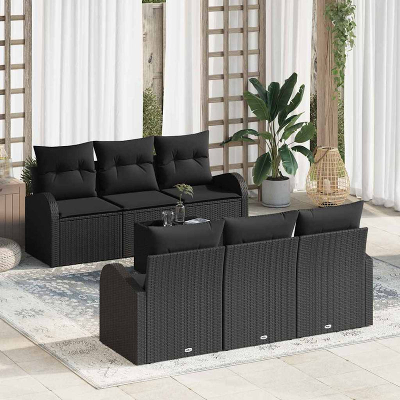 Set de canapele pentru grădină 7 buc. Negru poliratan