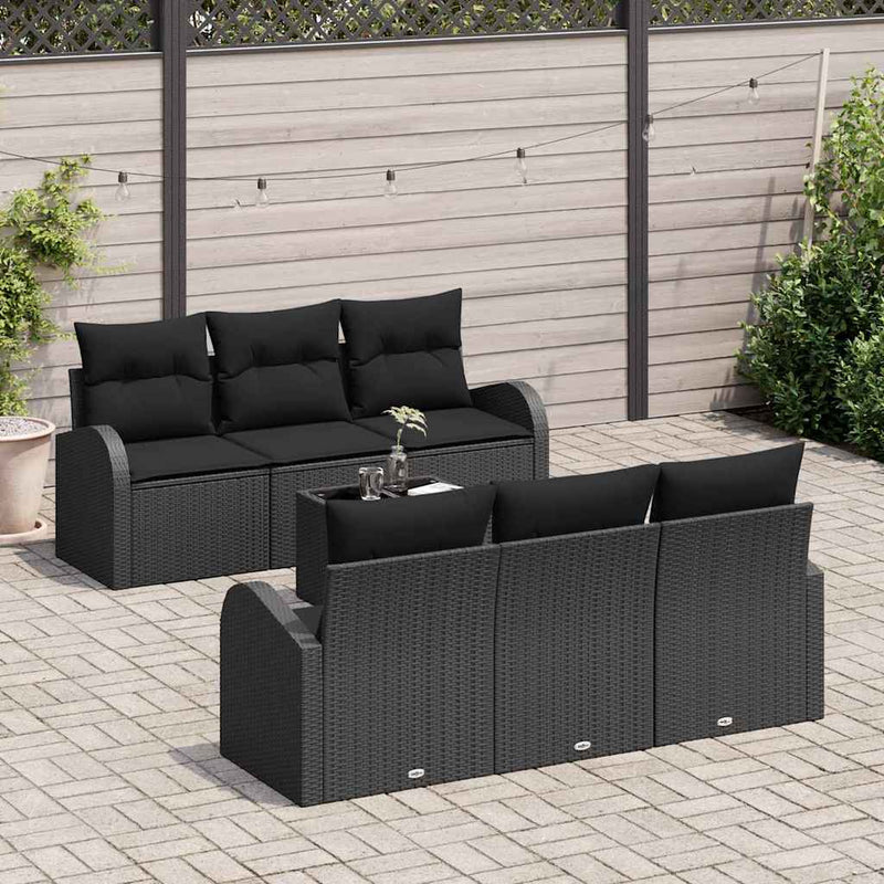 Set de canapele pentru grădină 7 buc. Negru poliratan
