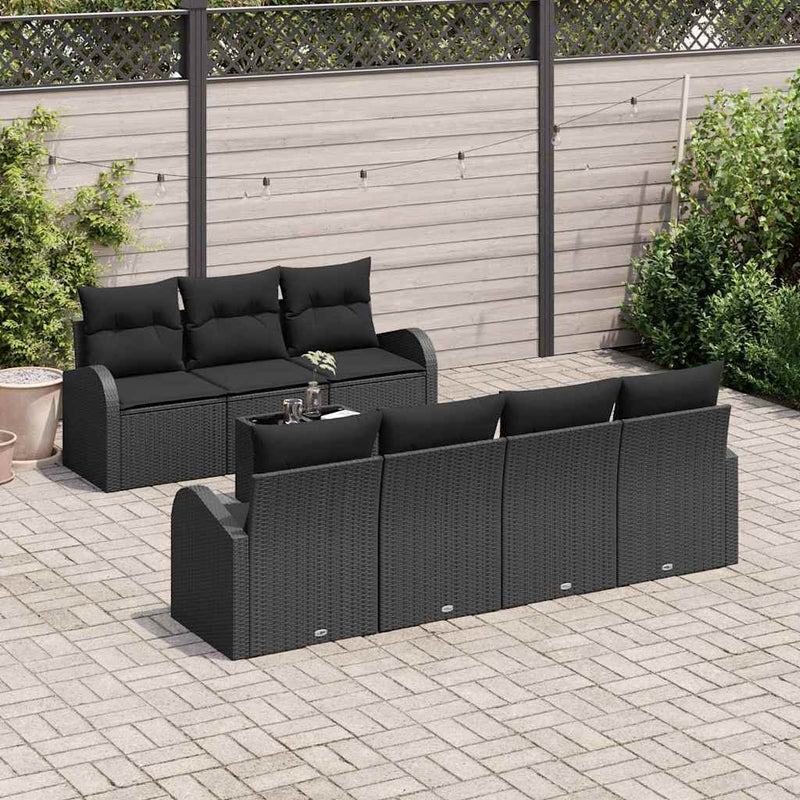 Set de canapele pentru grădină 8 buc. Negru poliratan