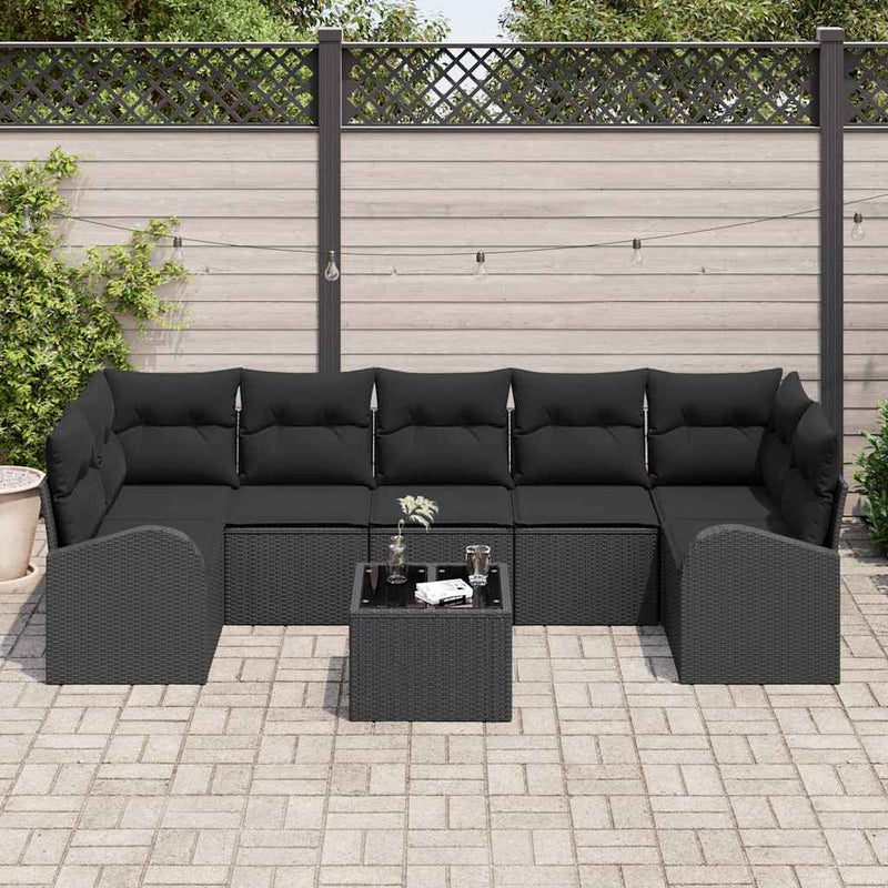 Set de canapele pentru grădină 8 buc. Negru poliratan