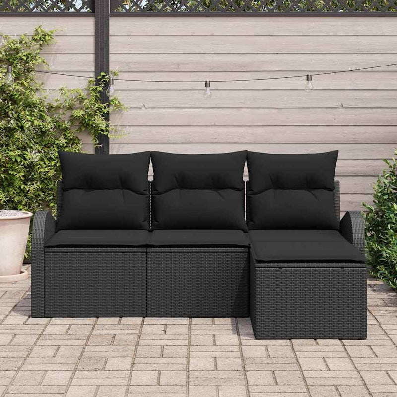 Set de canapele pentru grădină Negru poliratan