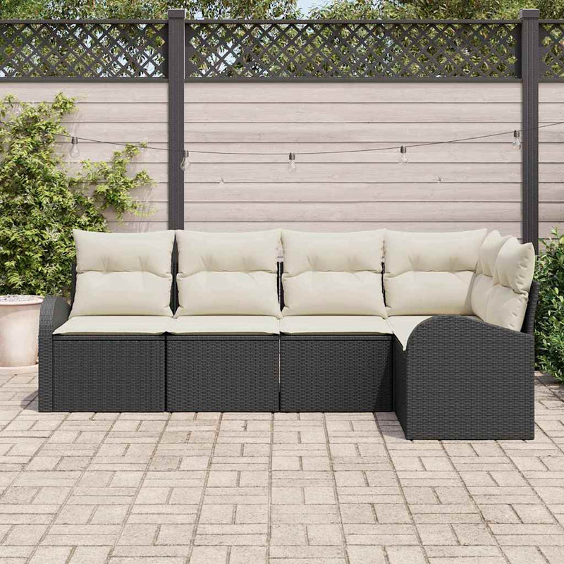 Set de canapea 5 buc. Negru Poliester