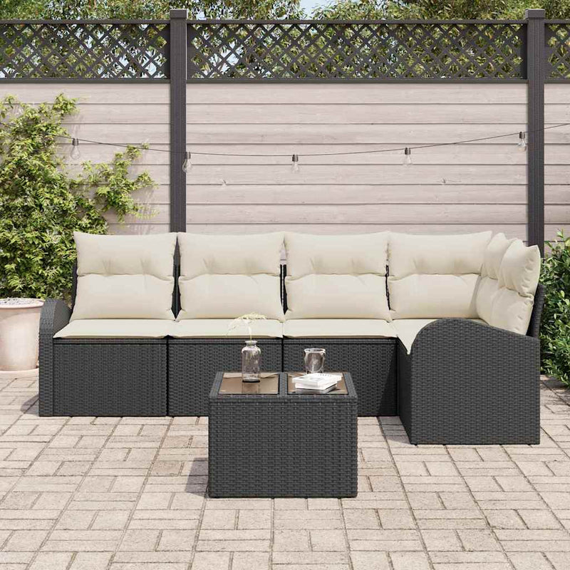 Set de canapea cu pernă Negru Poliester