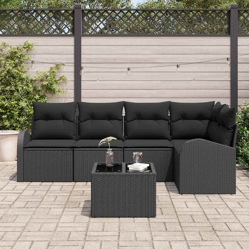 Set de canapea cu pernă Negru Poliester