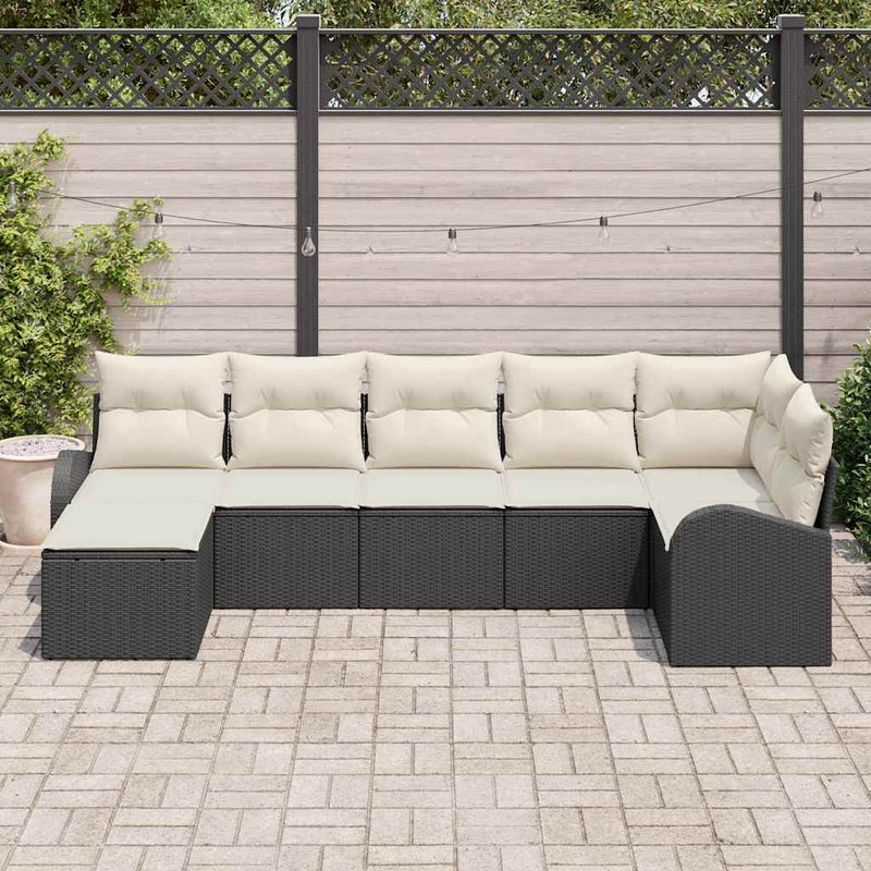 Set de canapele pentru grădină 7 buc. Negru