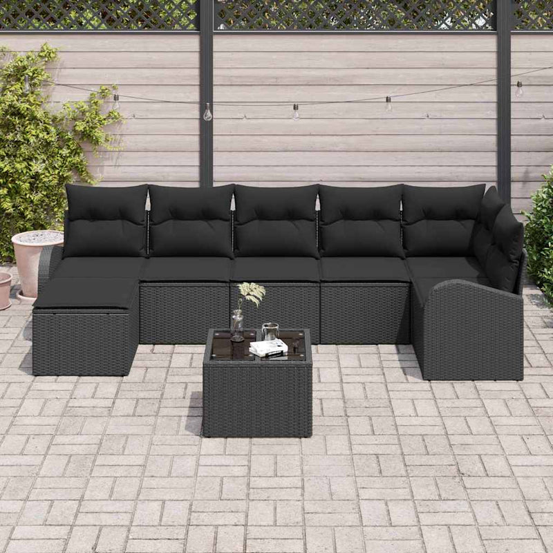 Set de canapele pentru grădină 8 buc. Negru