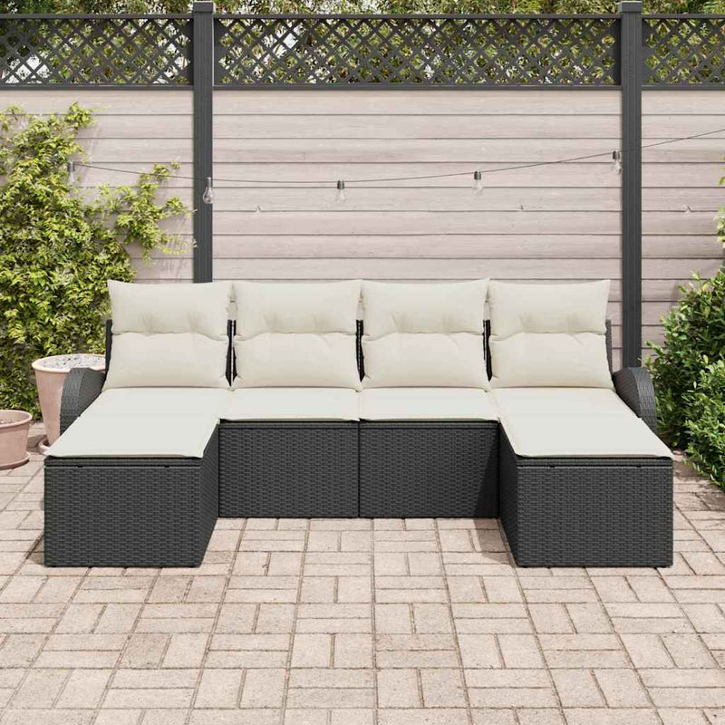 Set de canapele pentru grădină 6 buc. Negru