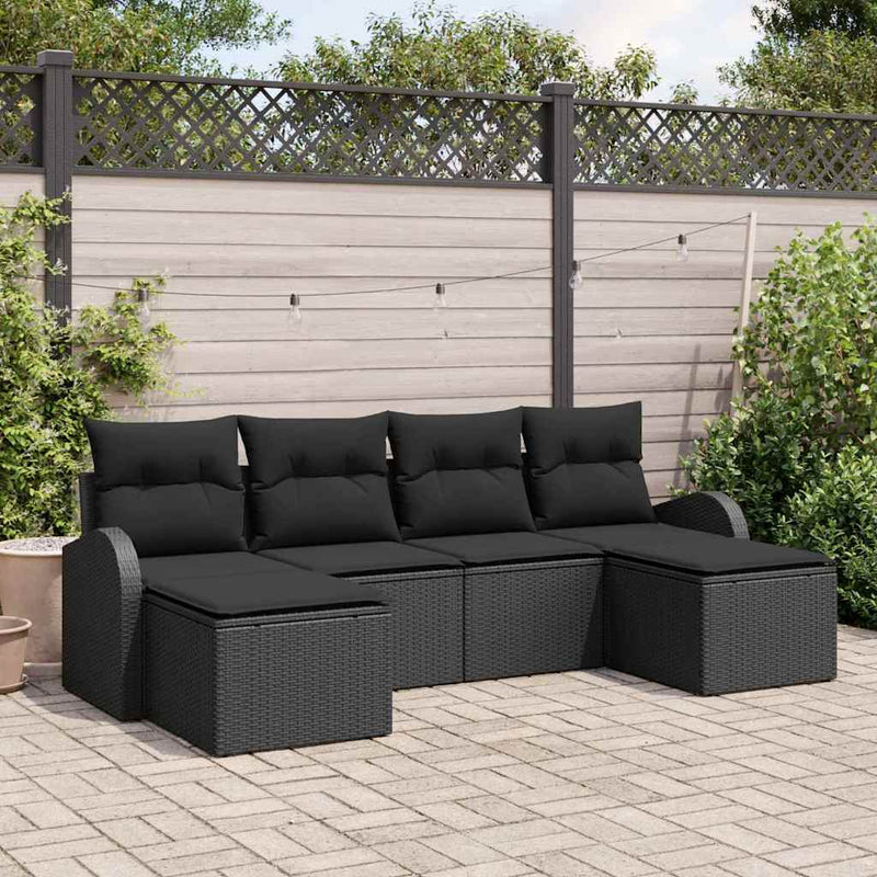 Set de canapele pentru grădină 6 buc. Negru
