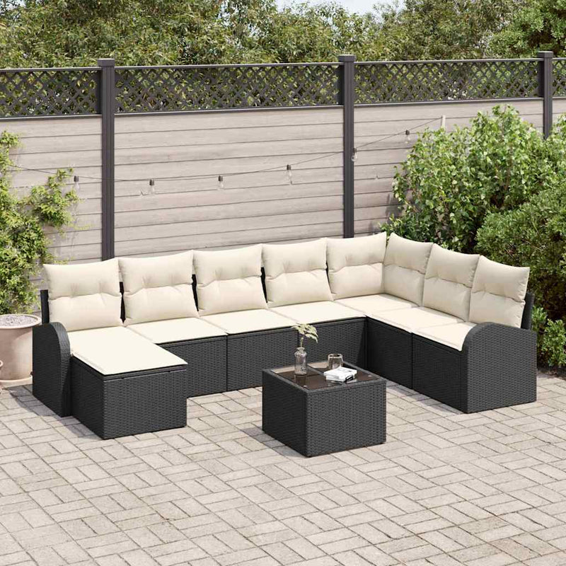 Set de canapele pentru grădină 9 buc. Negru