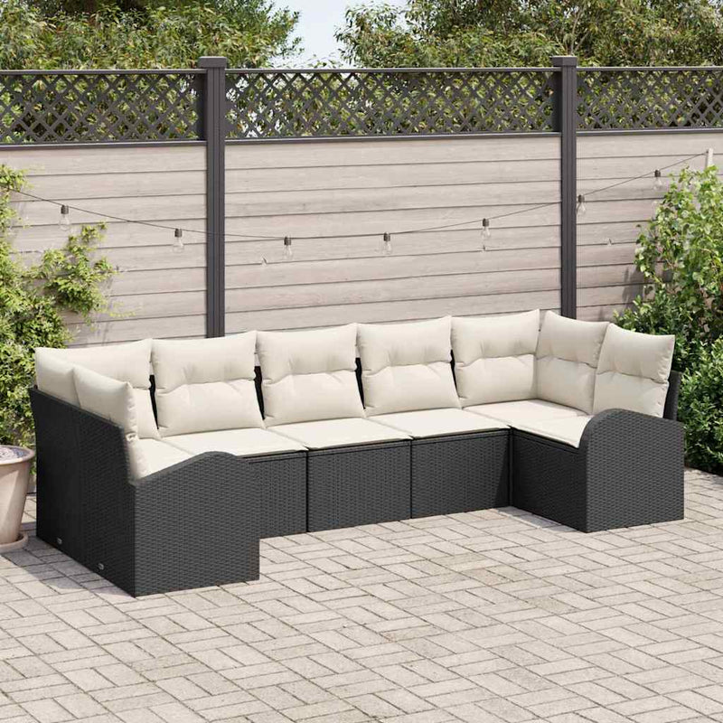 Set de canapele pentru grădină 7 buc. Negru