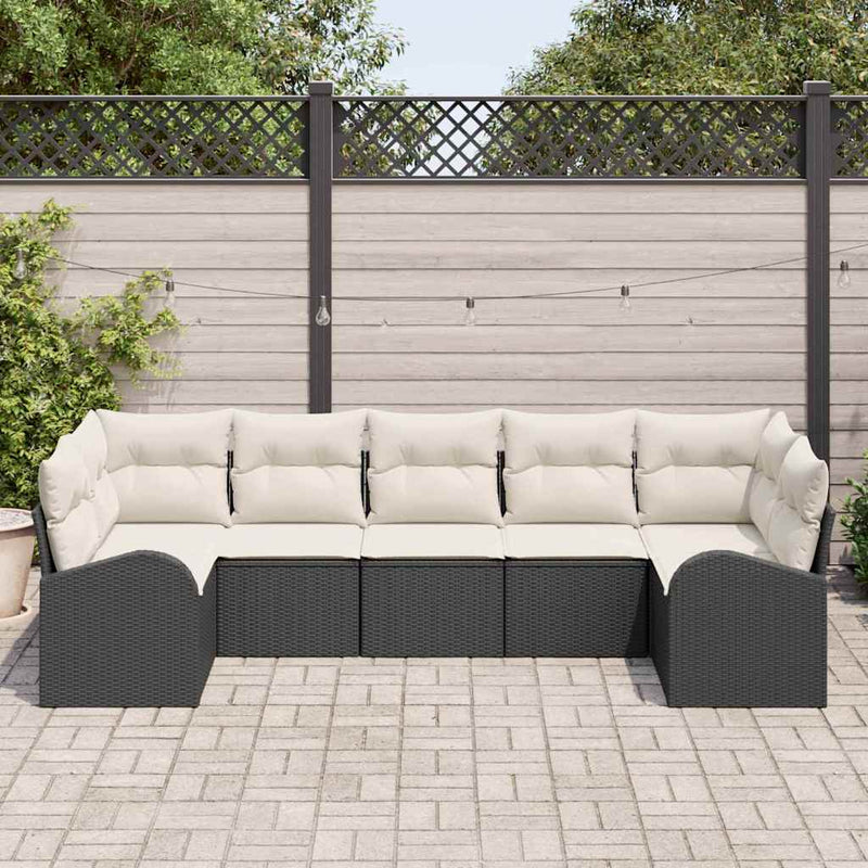 Set de canapele pentru grădină 7 buc. Negru