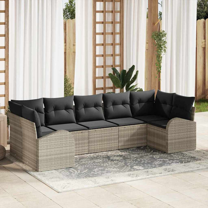 Set de canapele pentru grădină 7 buc. Gri deschis