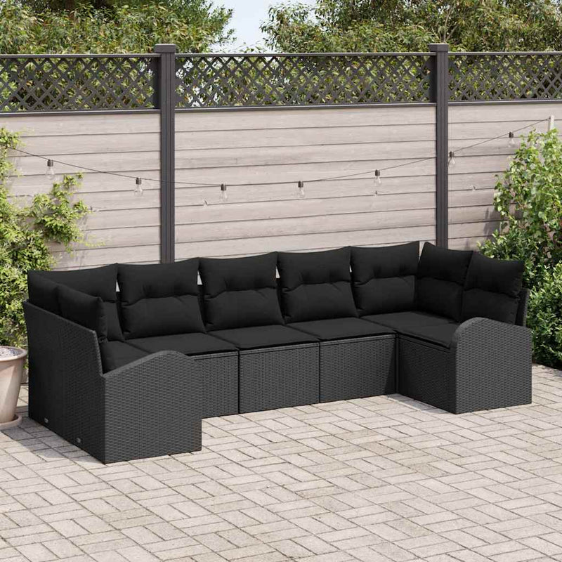 Set de canapele pentru grădină 7 buc. Negru