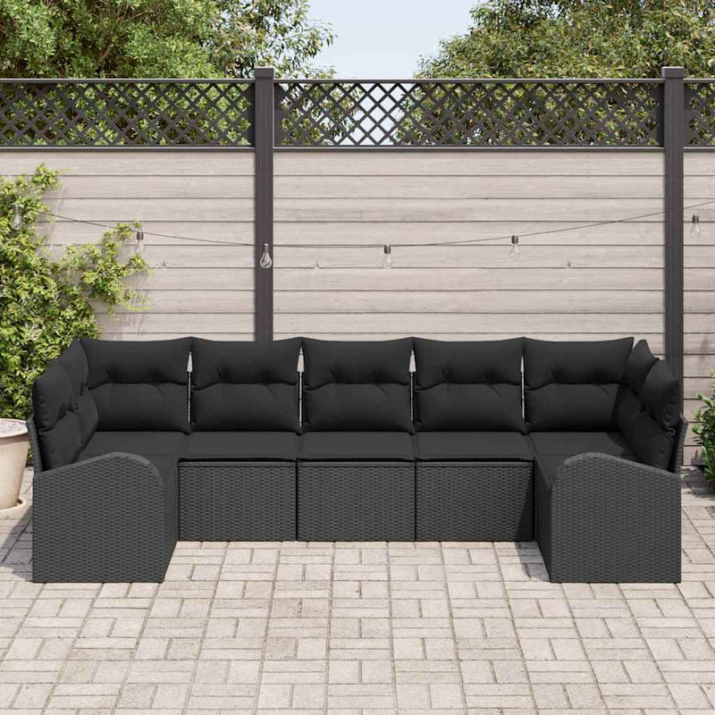 Set de canapele pentru grădină 7 buc. Negru