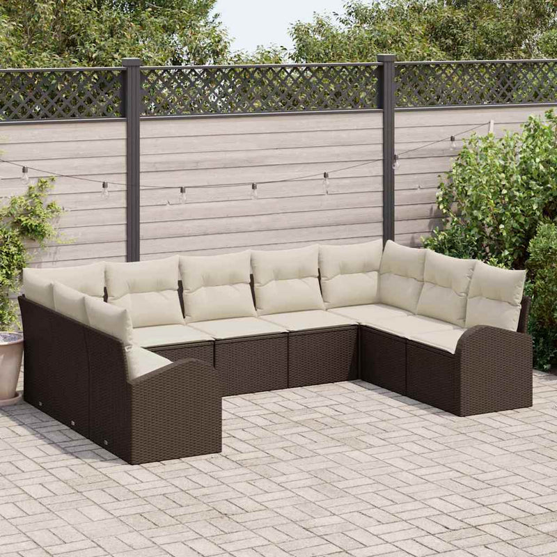 Set de canapea 9 buc. Maro [Sintetic]: Poli Rattan