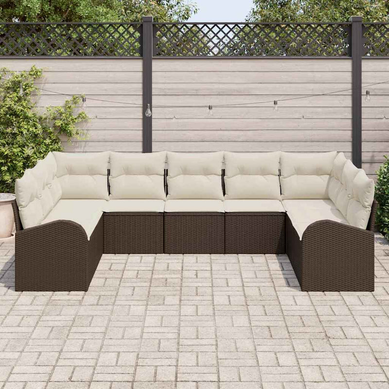 Set de canapea 9 buc. Maro [Sintetic]: Poli Rattan