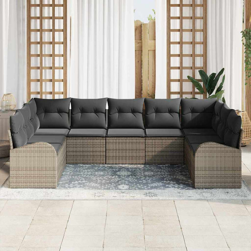 Set de canapea 9 buc. Gri [Sintetic]: Poli Rattan