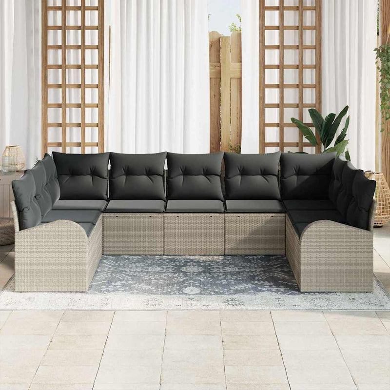 Set de canapea cu pernă Gri deschis Poli Rattan