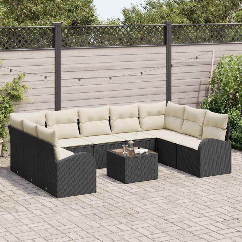 Set de canapea 10 buc. Negru [Sintetic]: Poli Rattan