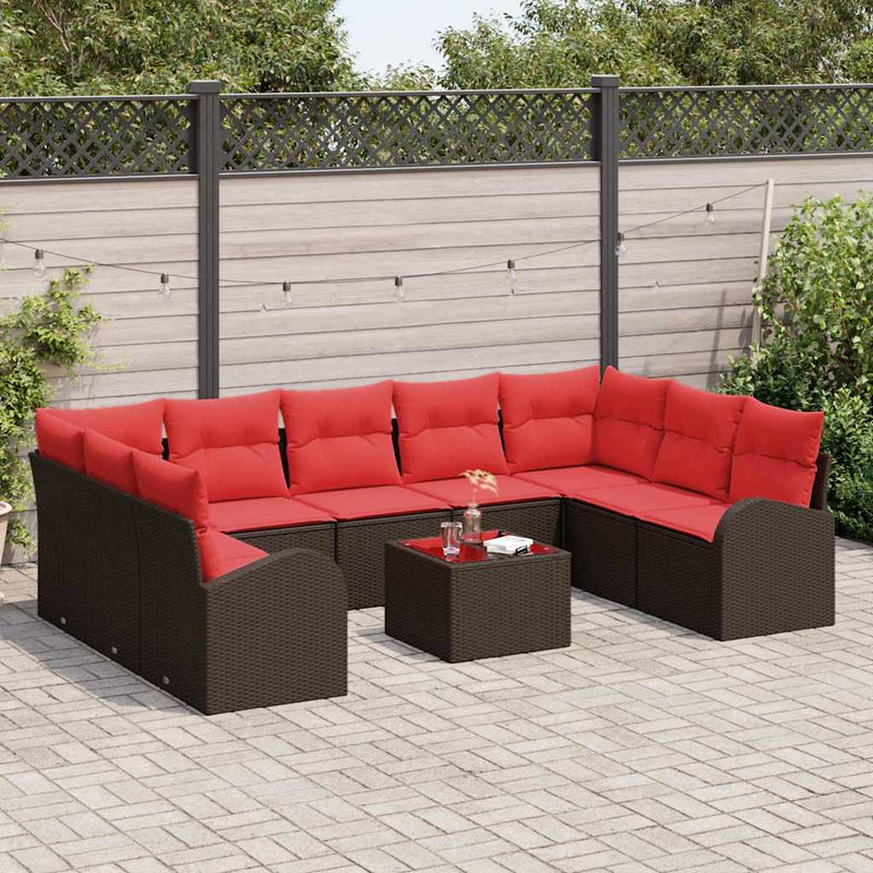Set de canapea 10 buc. Maro [Sintetic]: Poli Rattan