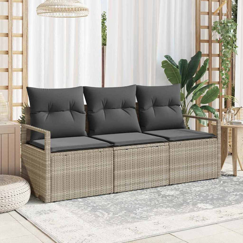 Set de canapea 3 buc. Gri deschis poliratan