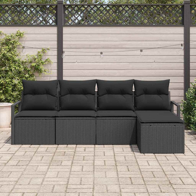 Set de canapea 5 buc. Negru poliratan